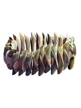 Vintage Artisan Shell Beaded Stretchy Bracelet 6.5 inches Long